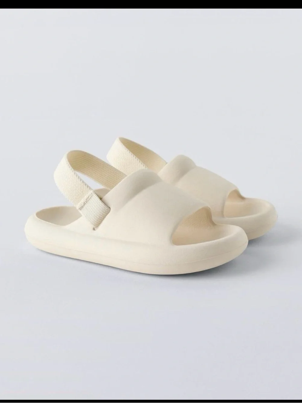 Zara Cream Kids Slide Sandals with Back Strap
